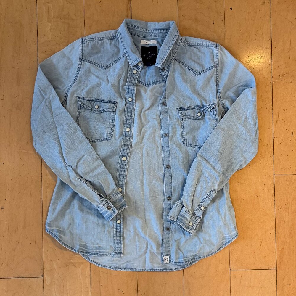 American Eagle Denim Button Down Shirt